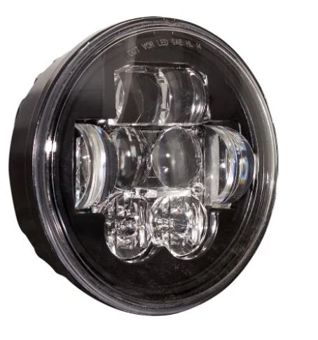 0550921 – JW SPEAKER Headlight Assembly, LED Bulb High And Low Beam Clear Bulb Clear Polycarbonate Lens Black Aluminu...
